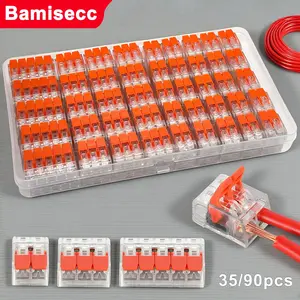 90pcs/35pcs Wire Quick Connectors, Durable Reliable Connectors, Lever Type DIY Cable Connectors (28-12 Awg), 2/3/5 Port Push-In Electrical Terminal Blocks