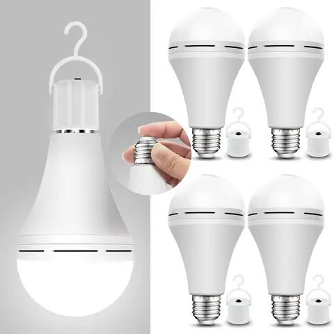 Rechargeable LED Hook Light Bulb - 60W Equiv., 1200mAh Battery Backup, Emergency Safety Light, 1200 Lumens, Hat Hook, Car Towing Emergencies Power Outage Daily Use (Daylight)