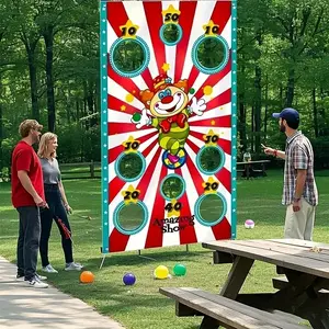 2D Flat Banner 1pc Carnival Theme Polyester Fiber Sandbag Throwing Game Banner, Party Decoration for Birthdays New Year Seasons