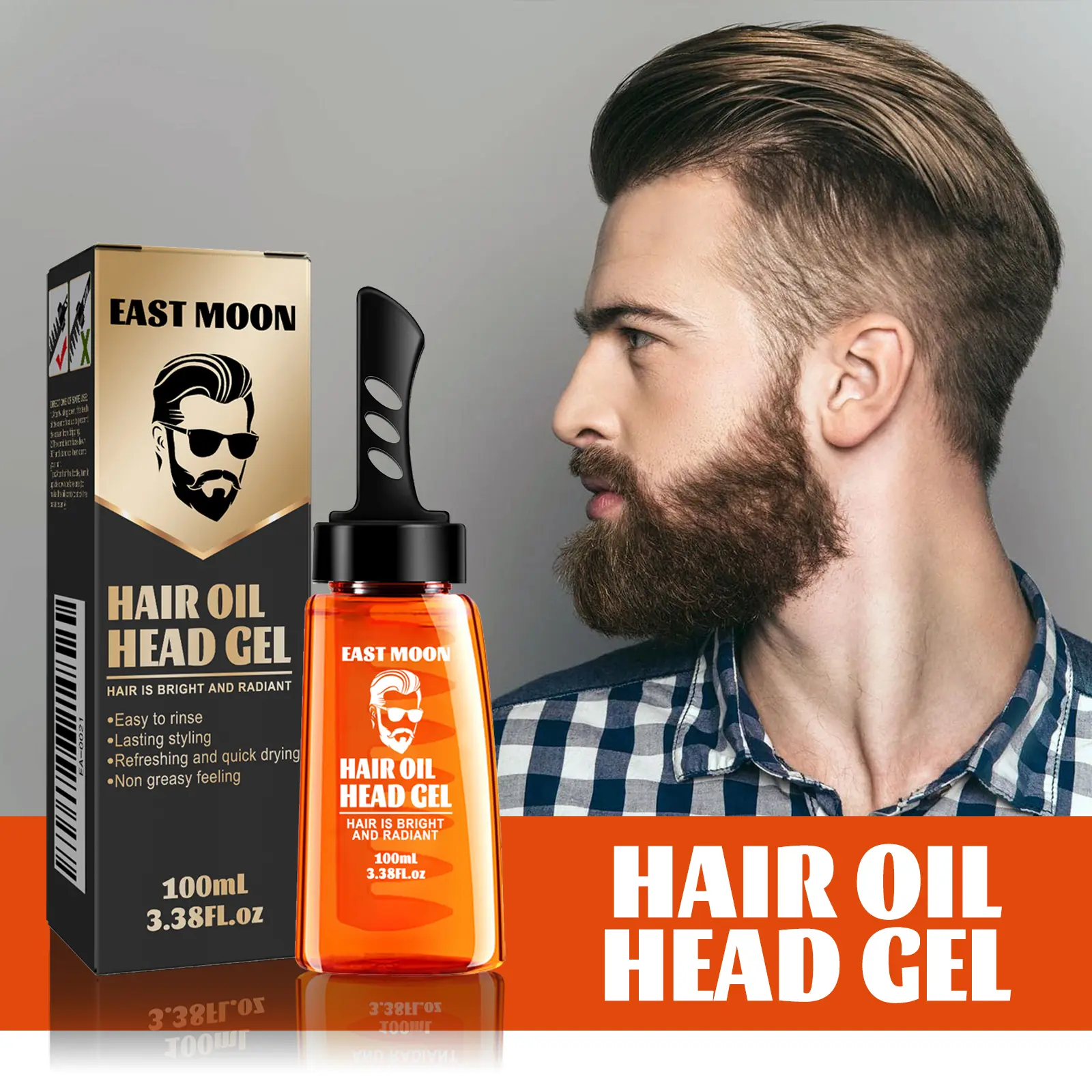 Medium Hold Natural Hair Pomade，Men's hair wax comb – for retro slicked-back pompadour styles. Provides long-lasting moisture and hold; just one comb-through sets the style. 2-in-1 hair wax and comb. men beard care