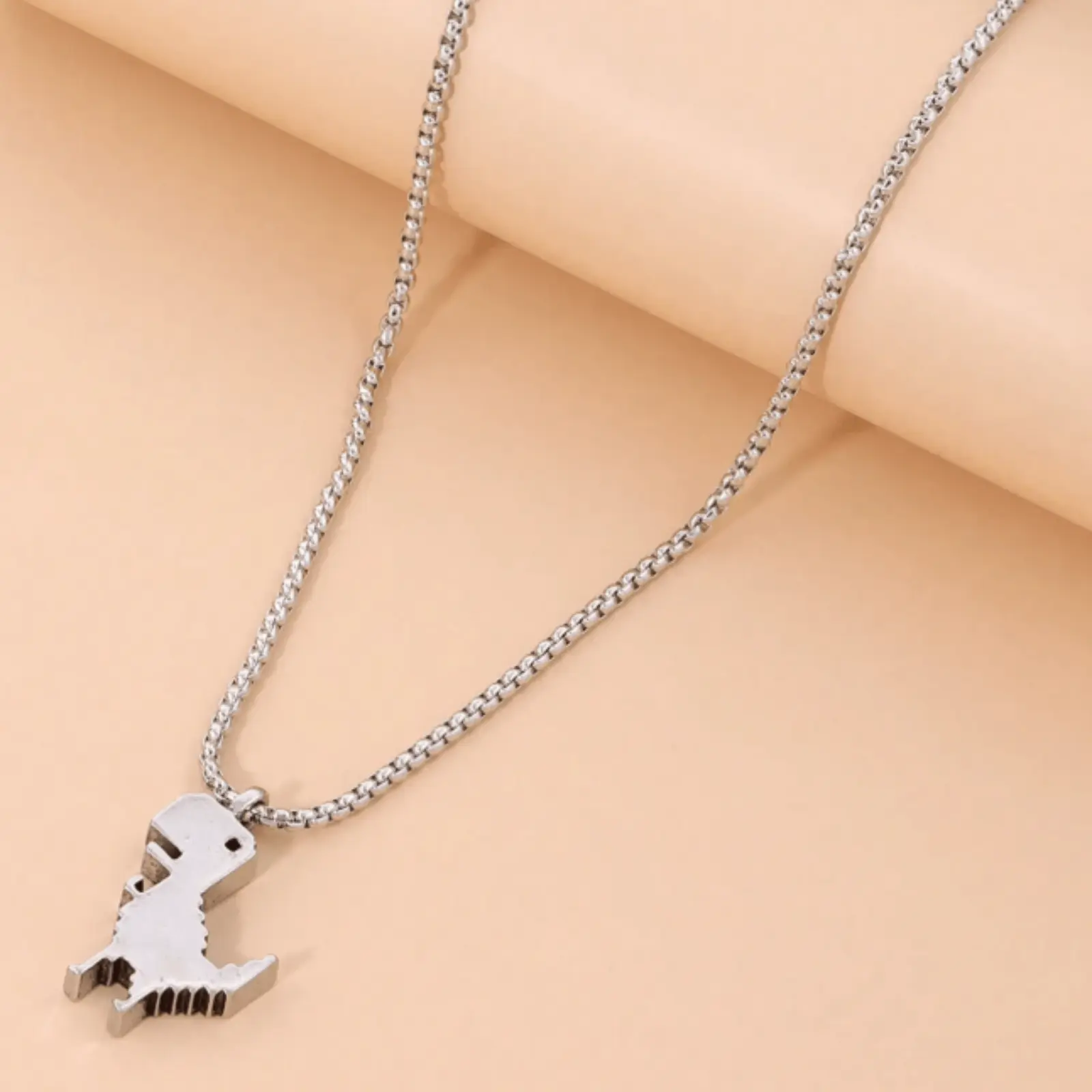 Fashionable, cool and cute little dinosaur cartoon kids necklace for boys daily wear