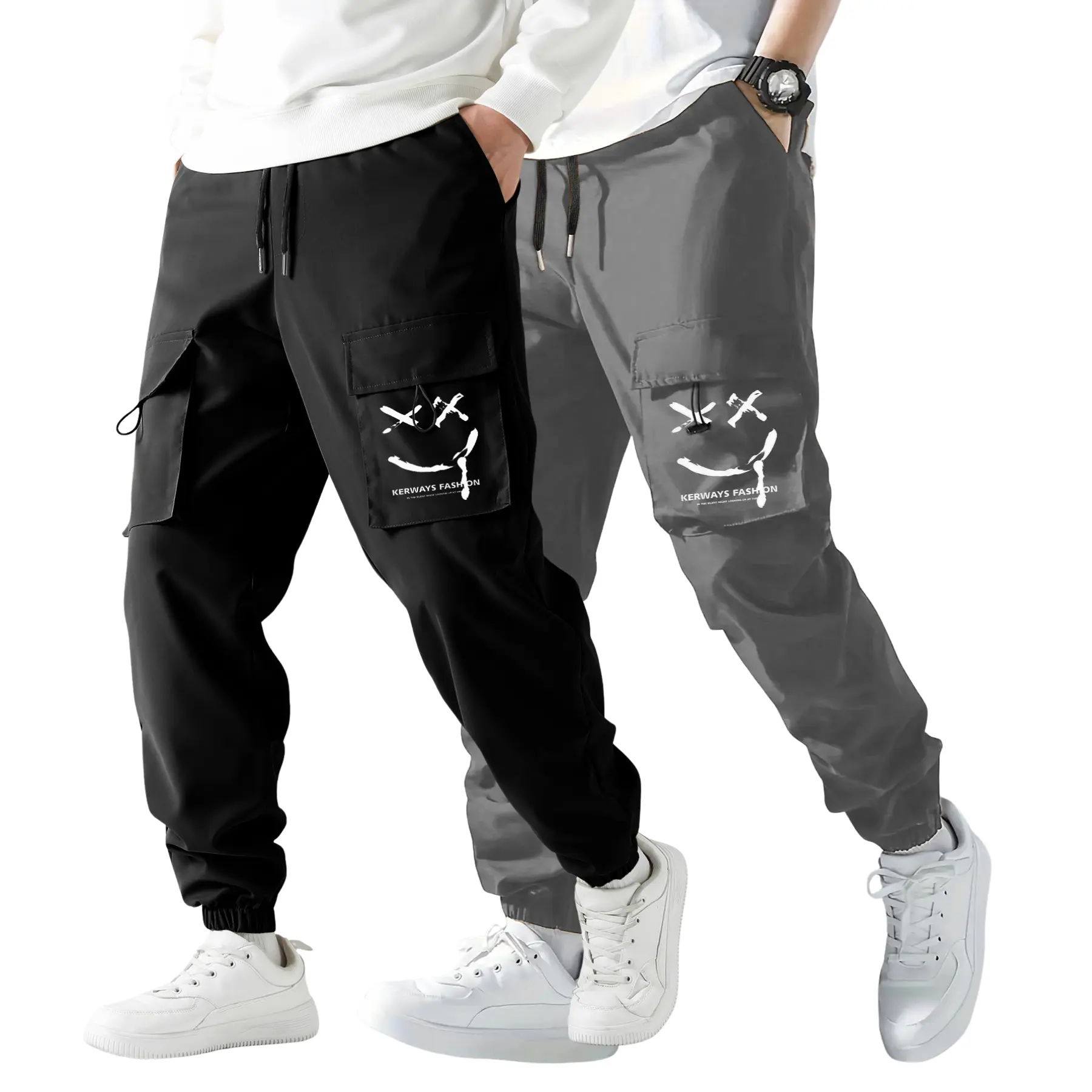 Men's Solid Color Printed Pocket Tactical Work Pants Suitable for Sports with Pockets Autumn and Winter Durable Men's Wear-Resistant Outdoor Training Pants Menswear sweatpants men pants men Casual Elastic Waisted Casual Loose Fitted