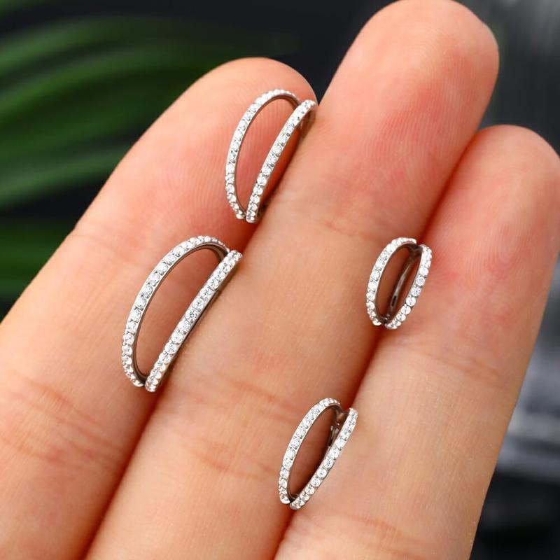Oufer Titanium 18G Double Nose Hoop Ring Hinged Segment