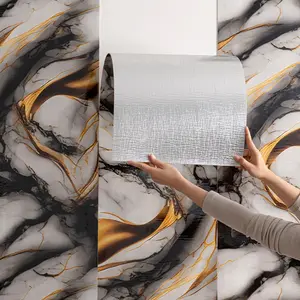 Waterproof Oil-Proof Thick Pet Self-Adhesive Marble Pattern Decorative Wallpaper, Marble Texture, 40cm X 6m Roll, Kitchen Bathroom Background Wall Renovation