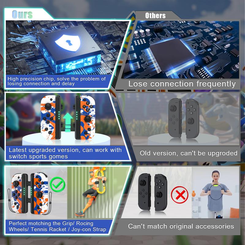 Light Up Joycon Compatible with Switch/Lite/OLED, Game Pad for Switch Console, Wireless Replacement Joypad Controller Joystick,TikTokShopStockUp,TikTokShopStockUp