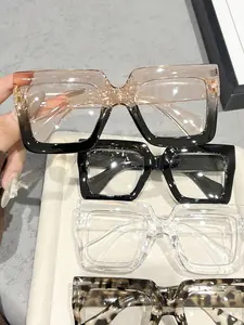 Unisex Large Frame Glasses, Square Shape for Computer, Gaming, TV, Phone, Anti Fatigue Eyewear, Lightweight, Fashionable Acetate Frames, Trendy Casual Glasses