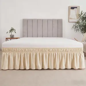 Camel Color Dual Elastic Bed Skirt, Adjustable Bed Skirt, Easy Installation, Suitable for Hotel Bedroom, All Seasons, Unisex