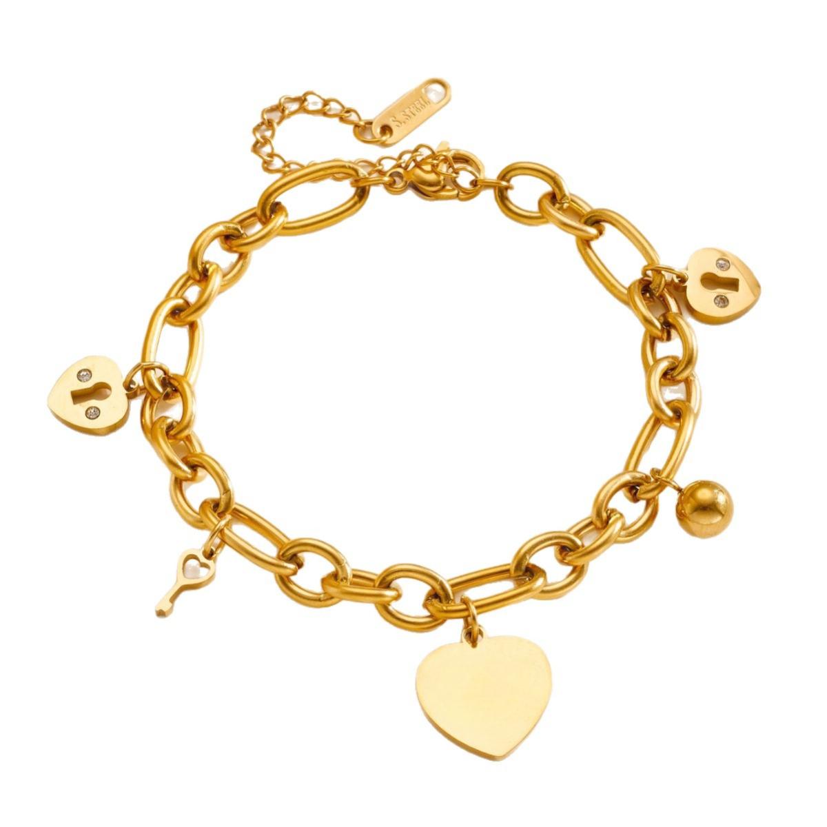 Luxury Heart Lock & Key Charm Necklace for Women, Premium Quality Adjustable Cable Chain Love Lock Pendant Necklace, Timeless Anniversary Valentine's Day Gift for Her, Trendy Sophisticated Statement Jewelry