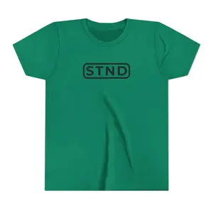 Youth RED STND Classic Tee Large Front STND Cotton Shirt for Women Breathable Everyday Fashion Minimalist Design Unisex Fit Top