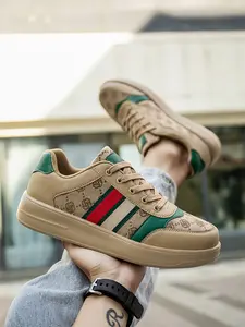 Men's Retro Print Patchwork Sneakers, Unisex Breathable Canvas Casual Shoes, Versatile Low Top Boardwalks, Student Commute Trendy Style, Sports Shoes