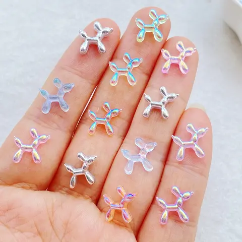 60 Colorful Cartoon Mini Balloon Dog Resin Figurines, Versatile Crystal Jewelry - Perfect for Nail Art, Nail Art Products, Scrapbook Making, Wedding Decorations, and Nail Craft Accessories