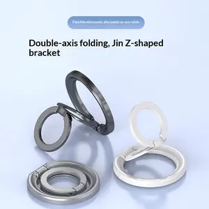 Ultra Thin Alloy Phone Ring Holder - Magnetic Foldable Phone Stand, Dual-Sided Desktop & Portable Grip