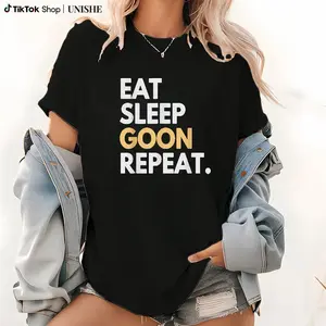 Gooner Funny Gooning Meme Eat Sleep Goon Repeat T-Shirt,Made in USAKnitted pure cotton comfortable T-shirt