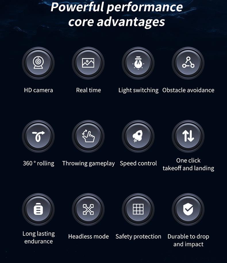 Foam UFO Drone – RC Aircraft with Colorful LED Lights, Auto Hover, 360° Stunt Flips, Toss-to-Fly Feature, Dual Battery Pack