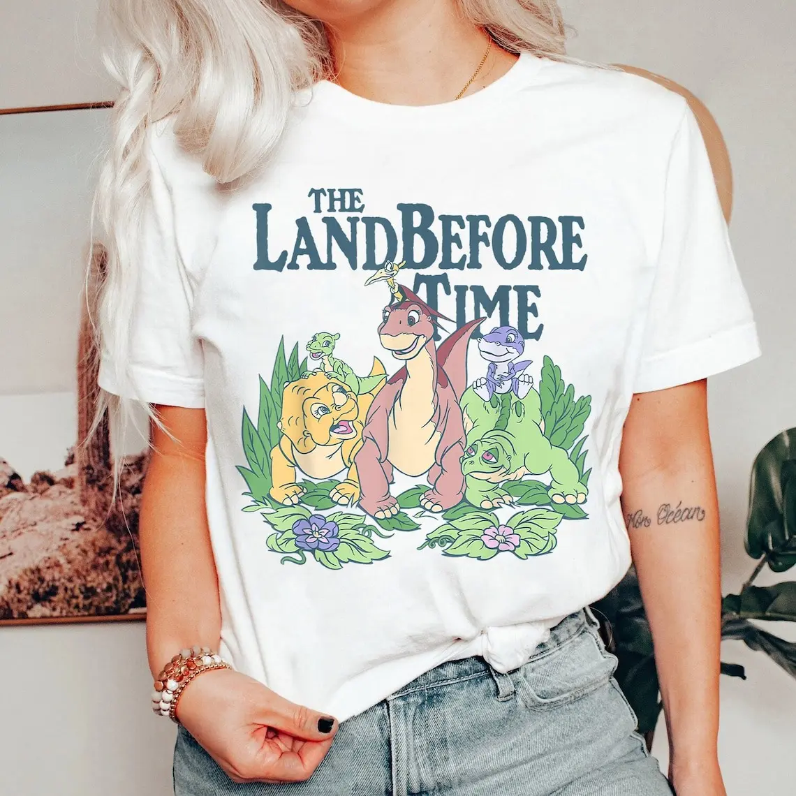 Unisex Sports Top with a Pastel Dinosaur Animals Print, Shortsleeve Round Neck in Soft Fabric, Party, Casual Wear, Playful Look