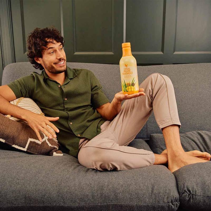 Forever Aloe Mango 4-Pack 90.7% Pure Aloe Vera Gel with Cranberry & Apple Juice Eco-Friendly No Preservatives 100% Recyclable PET Bottle 16.9 Fl Oz Natural Beverage