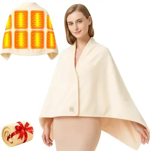 USB Heated Blanket Shawl Wearable Throw | 3 Heat Settings, Fast Heating, Machine Washable, Soft Velvet (Soft Blanket) | for Home, Office, Travel, Outdoor | Portable Heaters, Christmas Fall and Winter Gifts(Men/Women)