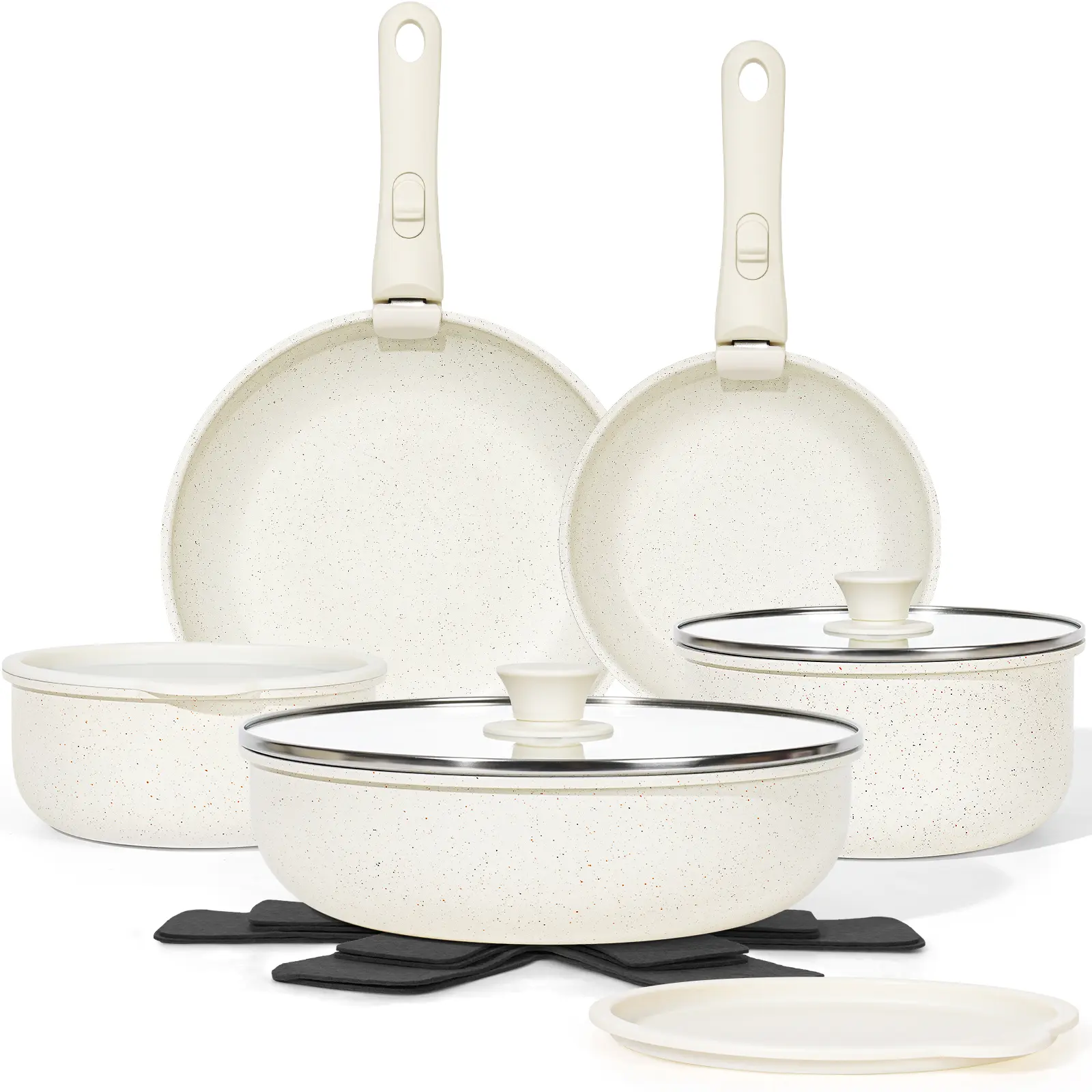 15Pcs Pots and Pans Set Non Stick, Cookware Sets with Detachable Handle, Nonstick RV Kitchen Cooking Set Removable Handles, Oven Safe, Induction Fast, Stackable Non-stick Set,tiktokshopsummersale