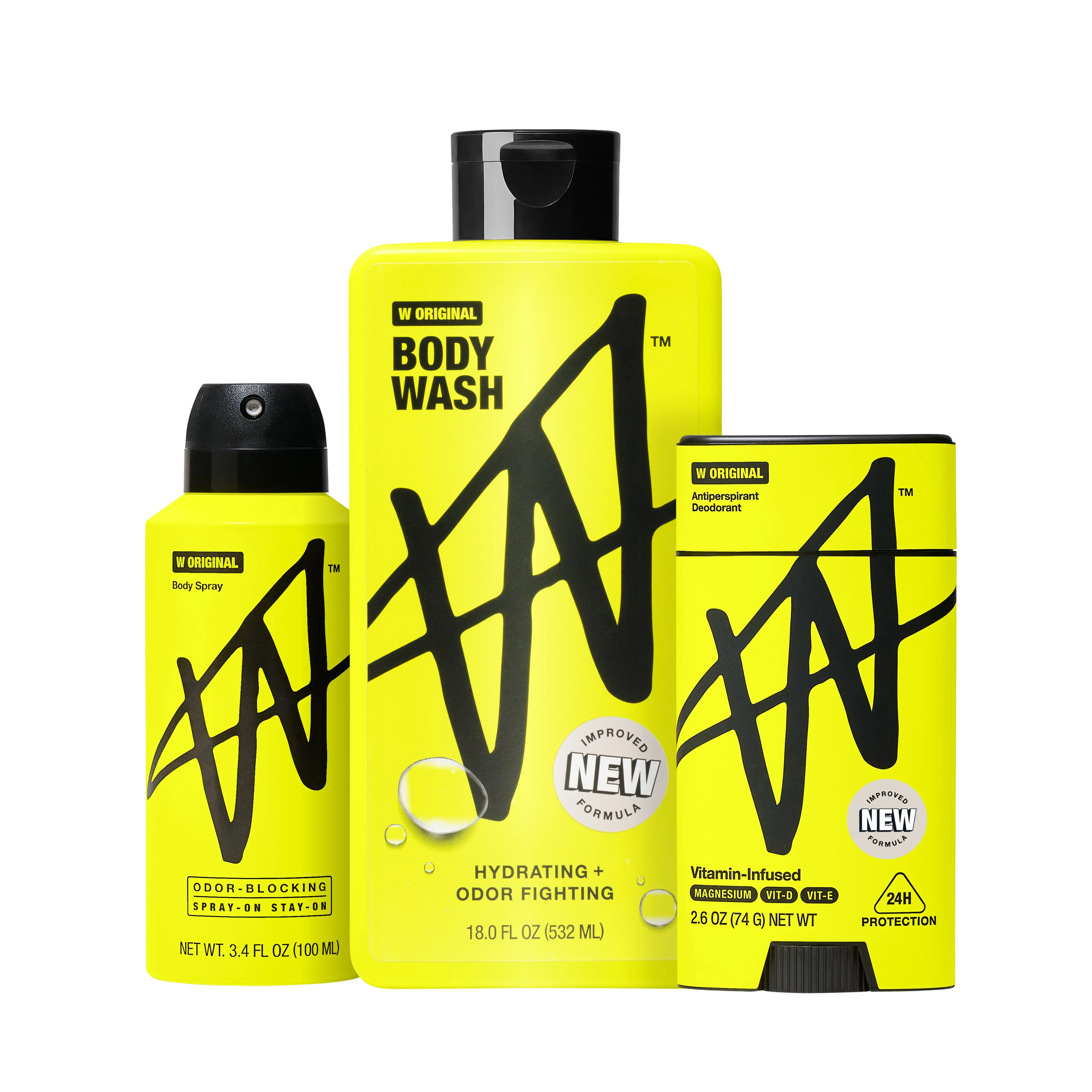 W Body Care All Stars Set - Scented Coconut-Lavender Fragrance Body Wash & Smooth Skin-Focused Bath Care Kit with Deodorant