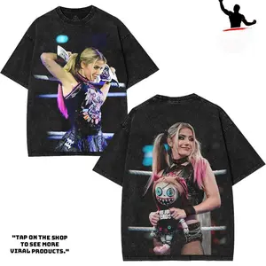 Alexa Bliss - WWE4U Edition Double Printed Oversize Lightweight Acid Washed Tee Vintage WWE4U Fans TV Series Graphic Design Top Cotton Wrestling Streetwear T-Shirt Clothes Menswear Womenswear.