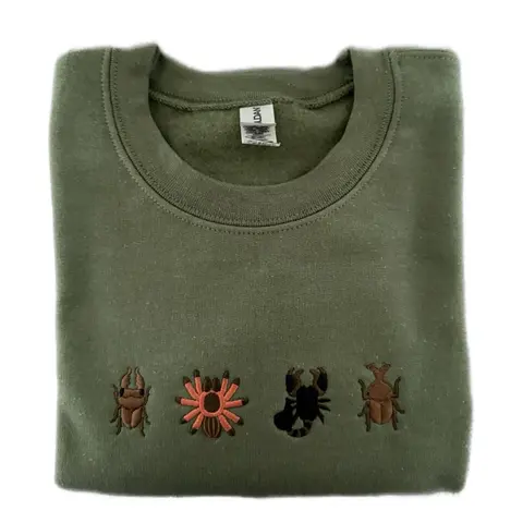 Island Beetles Embroidered Crewneck Sweatshirt Unisex