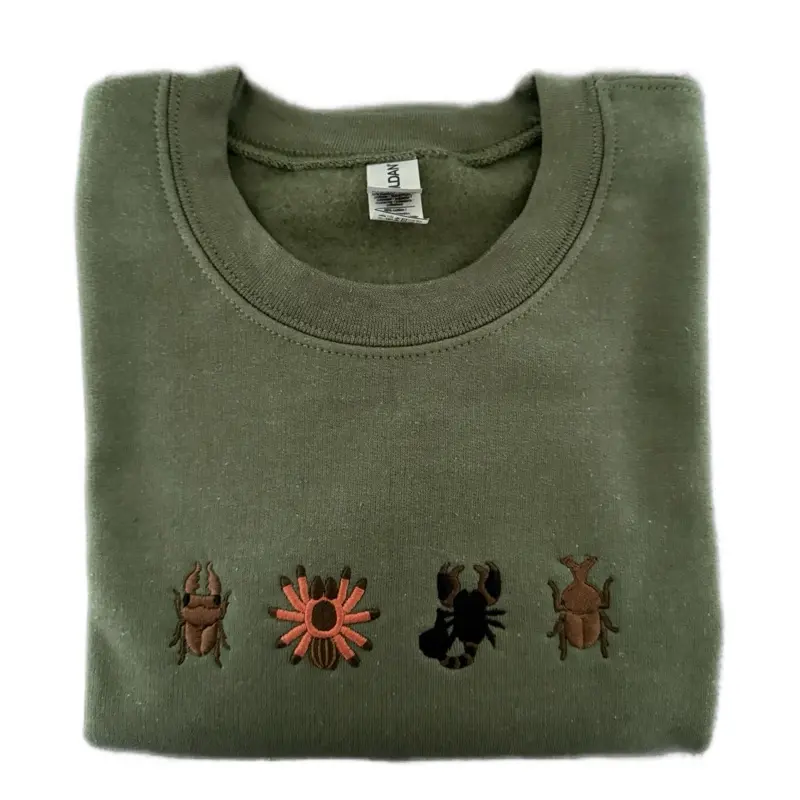 Island Beetles Embroidered Crewneck Sweatshirt Unisex