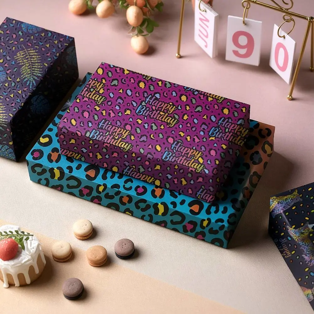 Christmas wrapping paper, birthday gift wrapping paper suitable for men, women, and children - colorful leopard print pattern holiday gift packaging, leopard print pattern design -12 large-sized paper, easy to store, DIY packaging