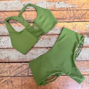 High-Waisted Bikini Bottom: Hitchhiker Bottoms- NOW & THEN – Sustainable Fabric – Handmade in the USA – Small Batch Swimsuit - Strange Bikinis