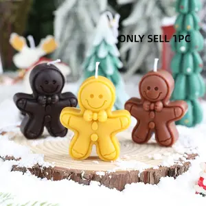 1pc Christmas Gingerbread Man Shaped Candle, Atmospheric Holiday Gift, Premium Handmade Scented Candle