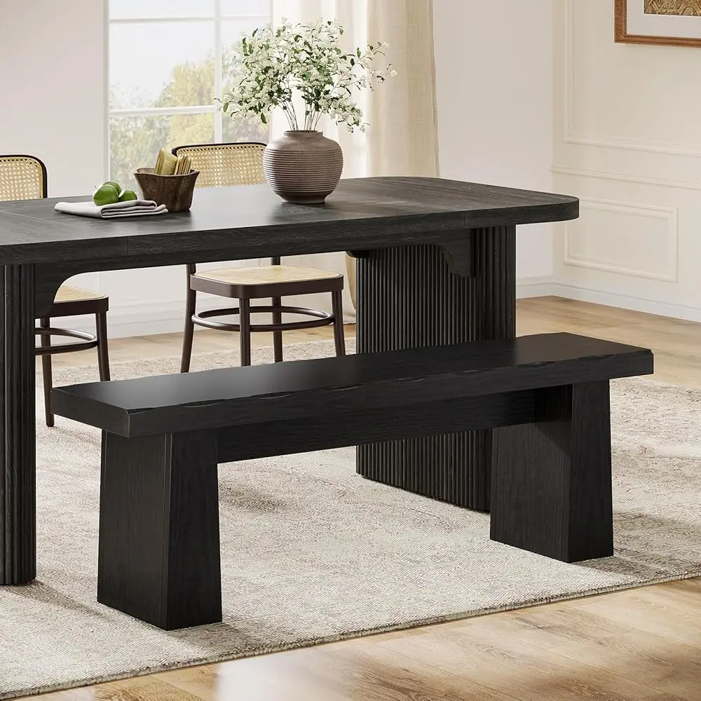 Tribesigns 47-Inch Dining Bench for Kitchen, Living Room, or Entryway with Sturdy Frame and Easy Assembly in Black Tribesigns 47-Inch Dining Bench for Kitchen, Living Room, or Entryway with Sturdy Frame and Easy Assembly in Black