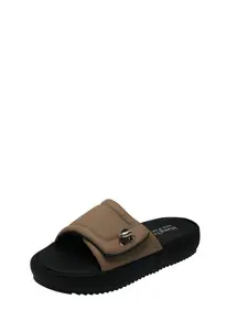 Metal Buckle Cloud Soft Bread Thick Rubber Sole Slippers, Non-Slip Plain Design, Fashionable Less Than Ankle Height, Versatile Outdoor Beach Shoes