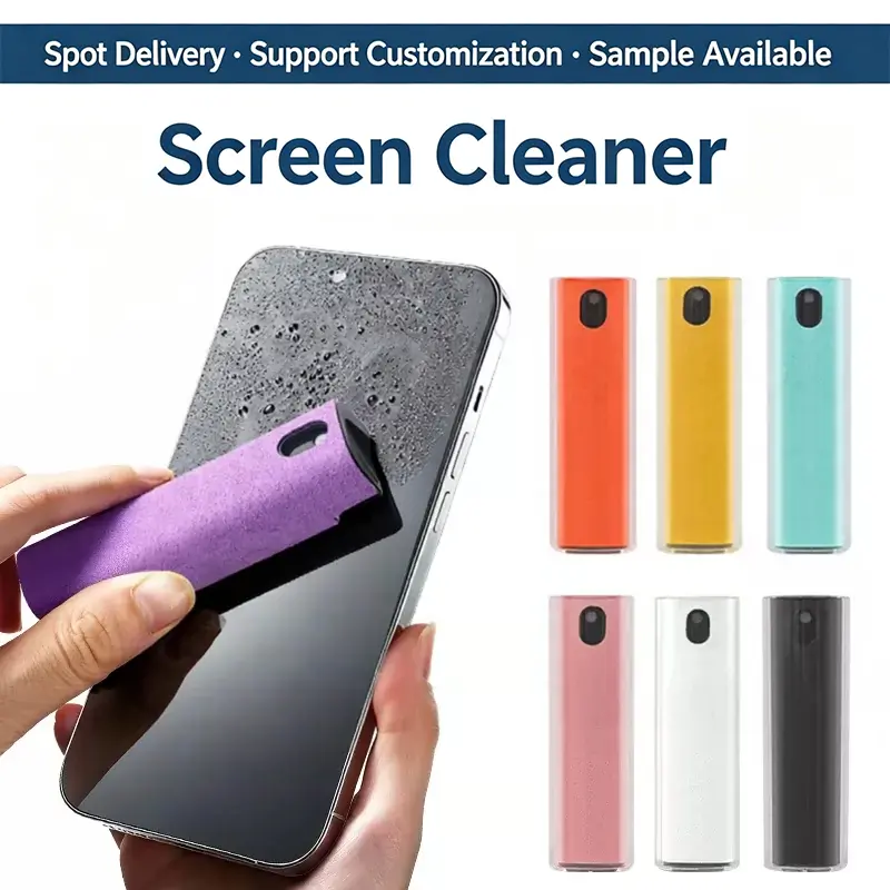 Portable 2 in 1 Screen Cleaner Spray with Microfiber Cloth, Reusable Screen Cleaning Kit for Phone, Laptop, Tablet, Monitor, TV, Eyeglasses, Remove Fingerprints & Smudges