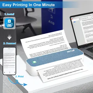 Portable Thermal Printer Supports A4 Paper Size, Print Resumes Music Sheets Exam Papers, Compatible with iOS Laptop, Travel Office Home Tattoo Stickers