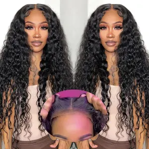 Glueless Wig With Drawstring In Back Bling Hair Deep Wave Wig HD Transparent Pre Cut 13x6 13x4 Lace Front Human Hair Wigs for Women Pre Plucked With Baby Hair 180% Density TikTokShopHolidayHaul
