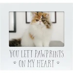 You Left Pawprints on My Heart Pet Memorial Picture Frame Dog or Cat Sympathy Gift Pet Loss Keepsake 4x6 Photo Frame White