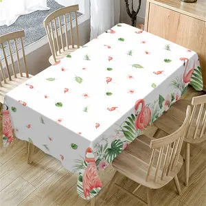Rectangular Tablecloth, Tropical Plant Palm Leaf Flamingo Pattern, Indoor Outdoor Decor, Party Wedding Garden BBQ