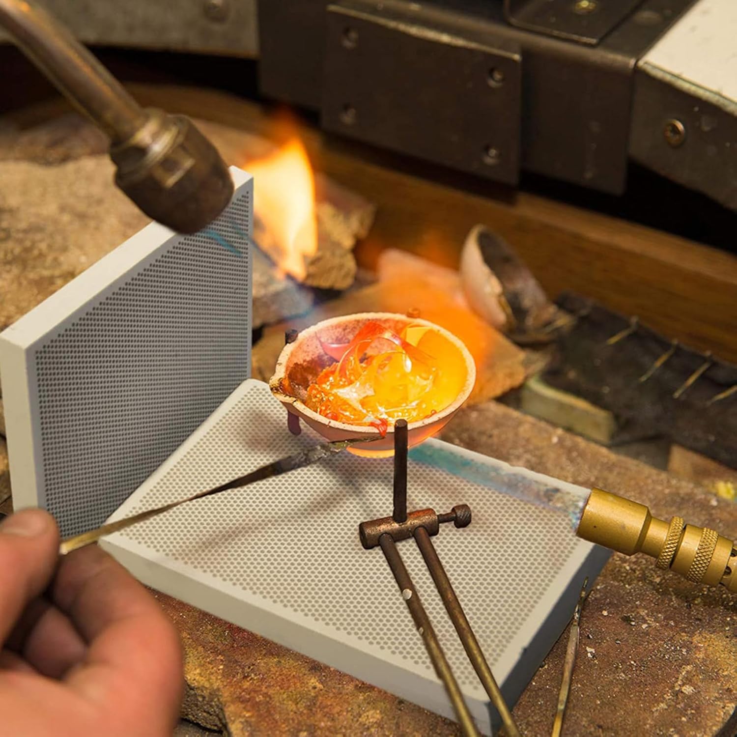 Jewelry Soldering Kit with Honeycomb Soldering Boards & Tweezers - Heat Resistant Ceramic Soldering Block Set for Jewelry Making & Repair