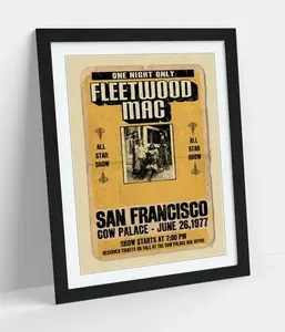 Fleetwood MVintage Music Inspired Poster, Retro Classic Rock Wall Art, Music Lover Gift (No Frame)