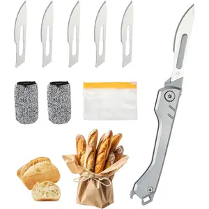 2026  Model  Bread Lame - Professional Foldable Dough Scoring Tool with -Grade Carbon Steel , Extra 5 Replacement  Included, Safe Design & Textured Handle