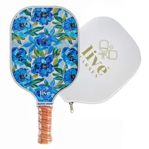 Live Larsen Premium Pickleball Paddle Racket - Durable Fiberglass - Honeycomb Core - Awesome Pop & Spin - Sweatproof Grip - Free Cover - Performance w. Personality - Women - Men - Kids - Unique Gift!