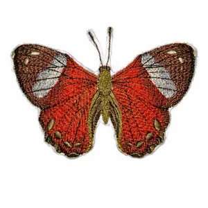 Harlequin Metalmark Butterfly Embroidered Patch – Vibrant Nature Iron-On or Sew-On Applique, 4.2" x 2.9", Made in USA