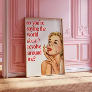 Room Decor, Retro Woman Funny Quote Poster Trendy Vintage Housewife Wall Art Print Aesthetic Apartment Decor 60s 70s Eclectic