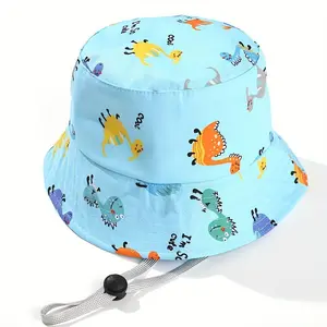 1pc Cute Cartoon Dinosaur Fisherman Hat Breathable Windproof Sunshade Boys And Girls Outdoor Travel Hat Additions