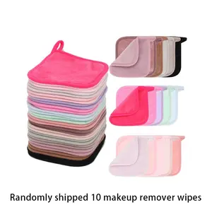 Random 10 makeup remover wipes, reusable makeup remover wipes, washable makeup remover wipes, facial cleansing, women's makeup tools, cosmetics, hypoallergenic makeup remover, Makeup Remover Towelettes