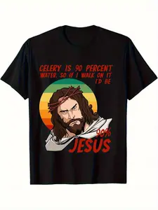 Funny Jesus Celery Joke T-Shirt - "90% Jesus" Humorous Christian Graphic Tee - Sarcastic Religious Men’s T-Shirt