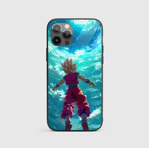 Anime Inspired Phone Case, Sky Energy Warrior Aesthetic iPhone Case, Powerful Anime Style Cover, Blue Ocean Anime Case