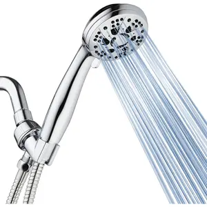 High Pressure 6-Setting 3.5" Chrome Face Handheld Shower with Hose for the Ultimate Shower Experience Independently Tested to Meet Strict US Quality & Performance Standards