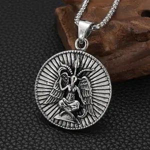 Personality vintage distressed Thai elephant god fallen angel wings men's necklace best gift