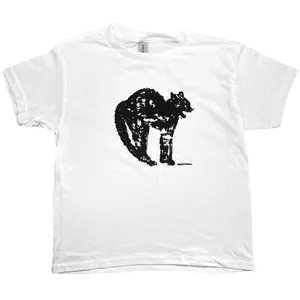 Vintage black cat Graphic Baby Tee Handmade Screen Print retro graphic tshirt, 90s y2k, grunge, goth, Halloween aesthetic