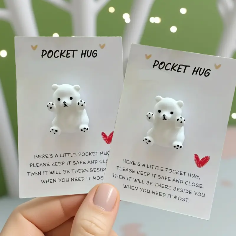 35pcs/40/80pcs Pocket Hug Cards with Polar Bear Tokens - Perfect for birthdays, Father's Day, Friendship Day, Missing You, Bridal Gifts - Perfect for any recipient - A thoughtful mini gift for any occasion
